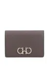 Ferragamo Gancini Logo-plaque Leather Wallet In Gray