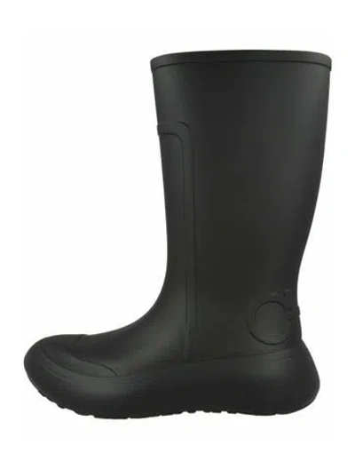 Pre-owned Ferragamo Gancini Logo Pvc Rain Boots W/ Tags In Black