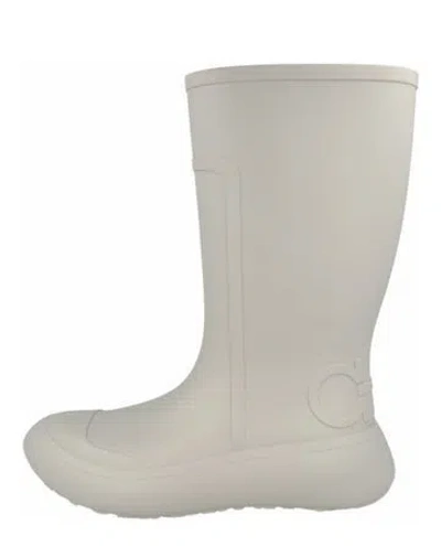 Pre-owned Ferragamo Gancini Logo Pvc Rain Boots W/ Tags In Gray