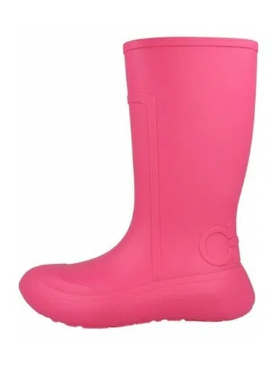 Pre-owned Ferragamo Gancini Logo Pvc Rain Boots W/ Tags In Pink