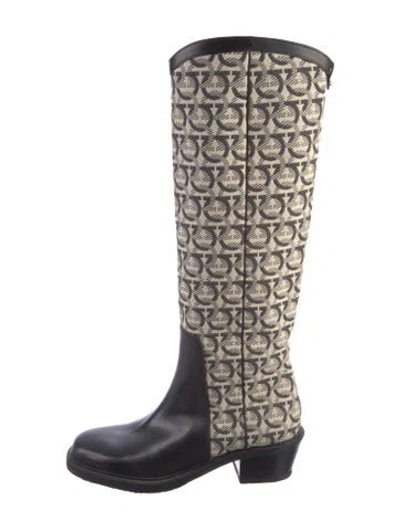Pre-owned Ferragamo Gancini Logo Rain Boots