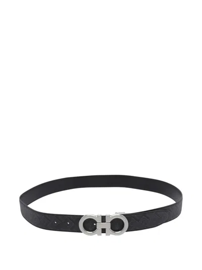 Ferragamo Gancini Logo Reversibile Belt In Neutral