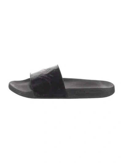 Pre-owned Ferragamo Gancini Logo Rubber Slides In Black