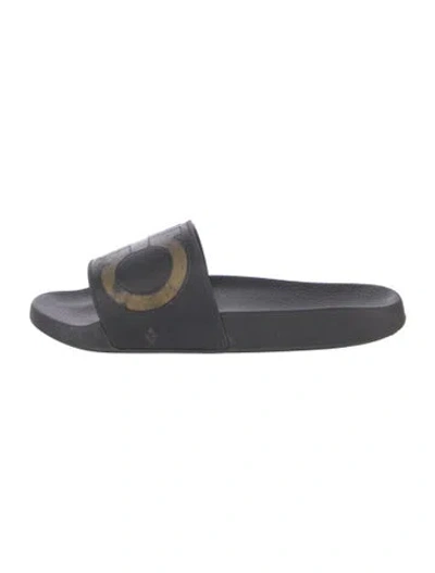 Pre-owned Ferragamo Gancini Logo Rubber Slides In Blue
