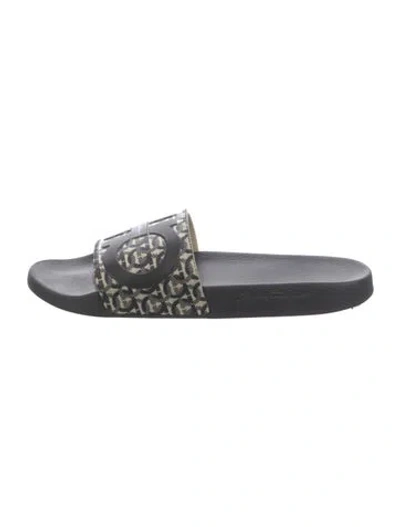 Pre-owned Ferragamo Gancini Logo Rubber Slides In Neutral