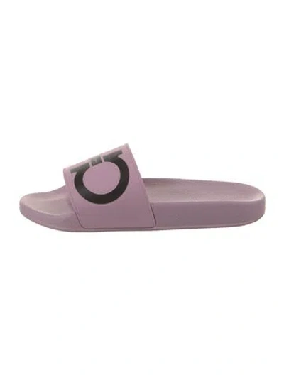Pre-owned Ferragamo Gancini Logo Rubber Slides In Pink