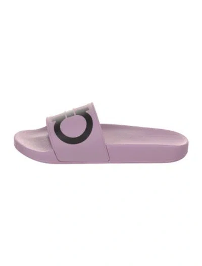 Pre-owned Ferragamo Gancini Logo Rubber Slides In Purple