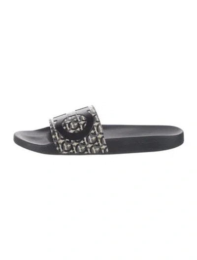 Pre-owned Ferragamo Gancini Logo Rubber Slides In Silver