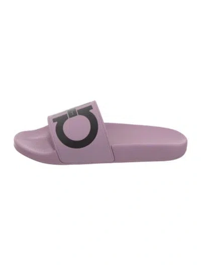 Pre-owned Ferragamo Gancini Logo Rubber Slides W/ Tags In Purple