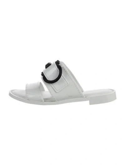 Pre-owned Ferragamo Gancini Logo Rubber Slides In White