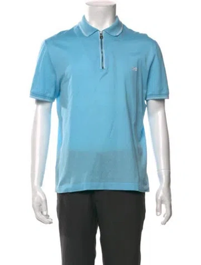 Pre-owned Ferragamo Gancini Logo Short Sleeve Shirt In Blue