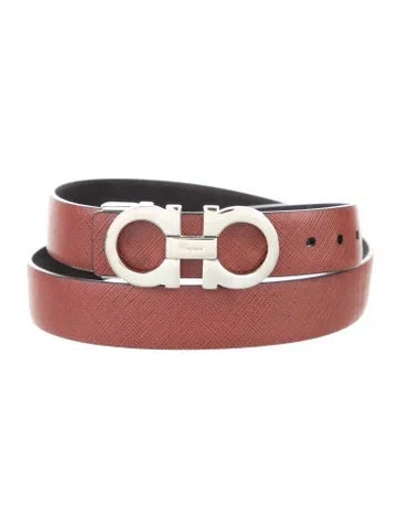 Pre-owned Ferragamo Gancini Logo Skinny Belt In Black