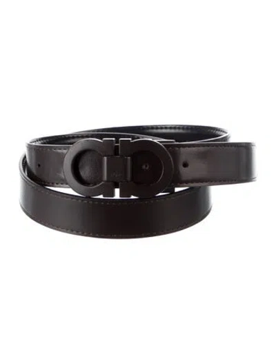Pre-owned Ferragamo Gancini Logo Skinny Belt In Black
