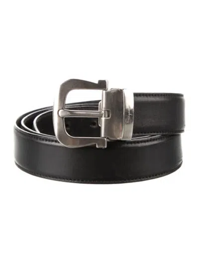 Pre-owned Ferragamo Gancini Logo Skinny Waist Belt In Black