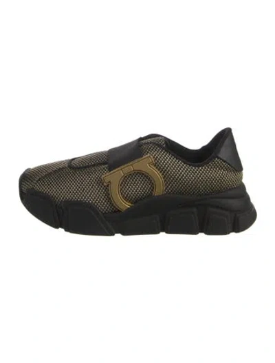 Pre-owned Ferragamo Gancini Logo Sneakers In Gold