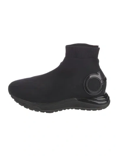Pre-owned Ferragamo Gancini Logo Sock Sneakers In Black