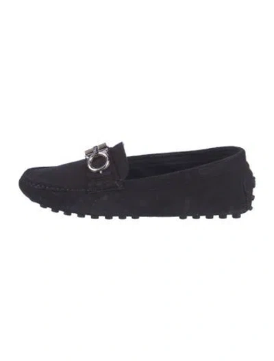 Pre-owned Ferragamo Gancini Logo Suede Loafers In Blue