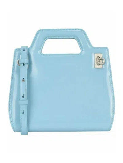 Pre-owned Ferragamo Gancini Logo Top Handle Bag W/ Tags In Blue