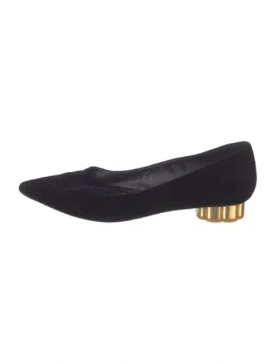 Pre-owned Ferragamo Gancini Logo Velvet Pumps In Blue