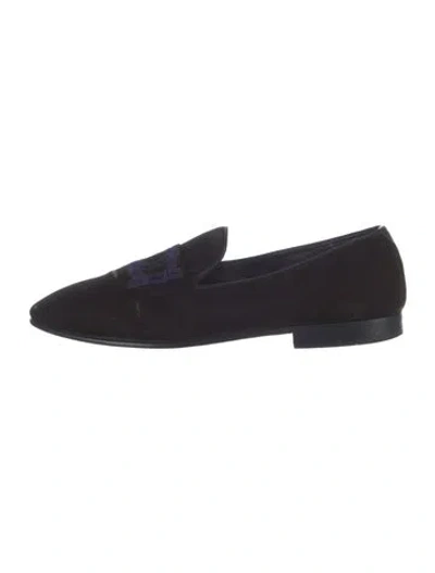 Pre-owned Ferragamo Gancini Logo Velvet Slippers In Black
