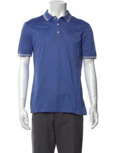 Pre-owned Ferragamo Gancini Logo V-neck Polo Shirt In Blue