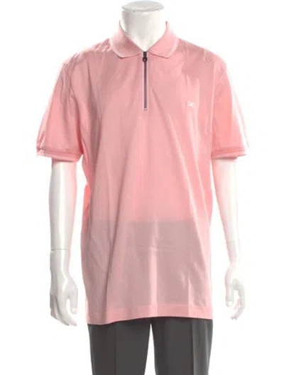 Pre-owned Ferragamo Gancini Logo V-neck Polo Shirt In Pink