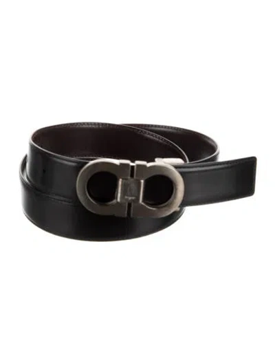 Pre-owned Ferragamo Gancini Logo Wide Belt Kit In Black