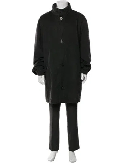 Pre-owned Ferragamo Gancini Logo Wool Overcoat In Green