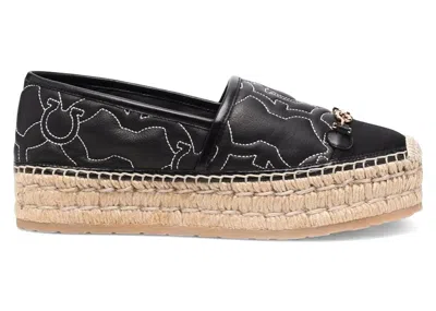 Pre-owned Ferragamo Gancini Logoembroidered Espadrilles (women's) Sneakers In Black