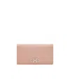Ferragamo Gancini Continental Wallet In Hammered Leather In Nude