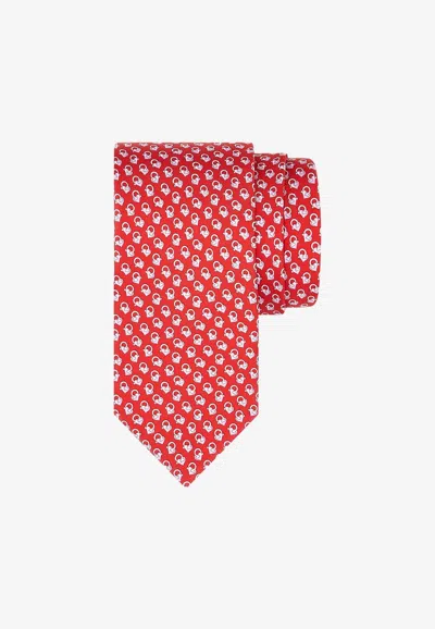 Ferragamo Gancini Love Print Silk Tie In Red