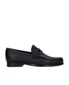 Ferragamo Grandioso Black Loafers With Gancini Detail In Patent Leather Man In Black