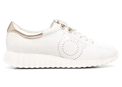 Pre-owned Ferragamo Gancini Lowtop Sneakers (women's) In White