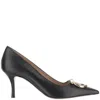 Ferragamo 70mm Maxi Gancini Leather Pumps In Black