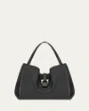 Ferragamo Gancini Medium Leather Tote Bag In Nero