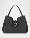 Ferragamo Gancini Medium Leather Tote Bag In Nero