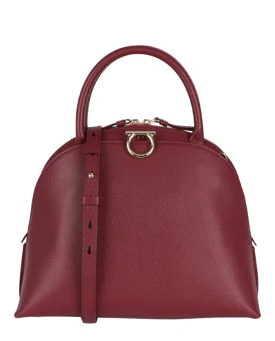 Ferragamo Gancini Medium Top Handle Bag In Red
