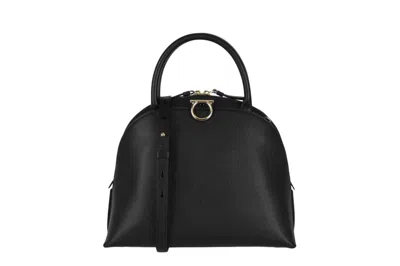 Pre-owned Ferragamo Gancini Medium Top Handle Black
