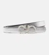 Ferragamo Gancini Metallic Leather Belt In Silver