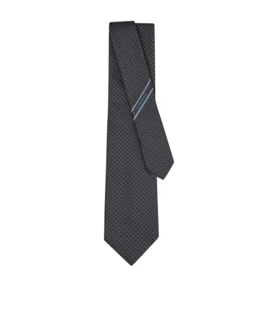 Ferragamo Gancini Micro Jacquard Silk Tie In Black