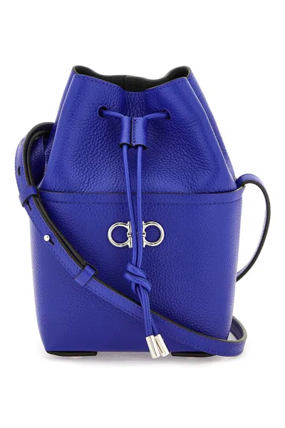 Ferragamo Gancini Mini Crossbody Bucket Bag Women In Blue