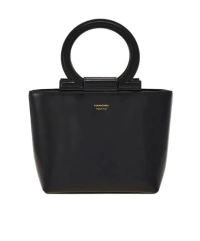 Ferragamo Gancini Mini Handbag In Black