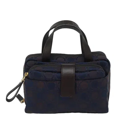 Pre-owned Ferragamo Gancini Mini Handbag Canvas Canvas Handbag () In Blue