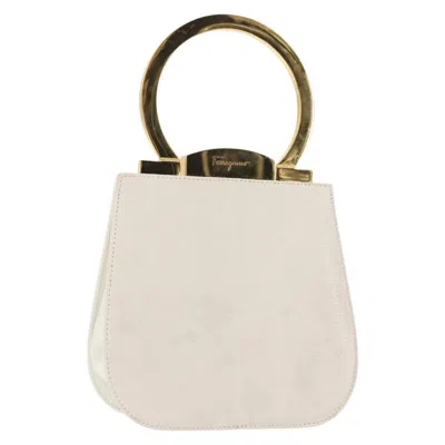Pre-owned Ferragamo Gancini Mini Handbag Leather Leather Handbag () In White