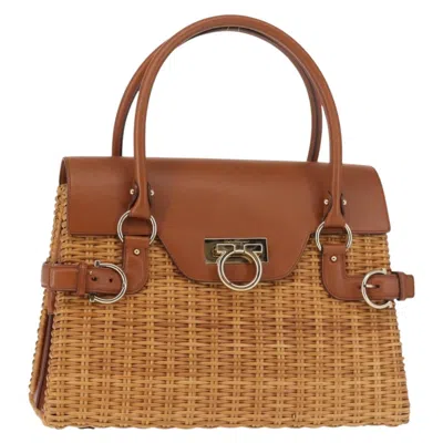 Pre-owned Ferragamo Gancini Mini Handbag Wood Wood Handbag () In Sand