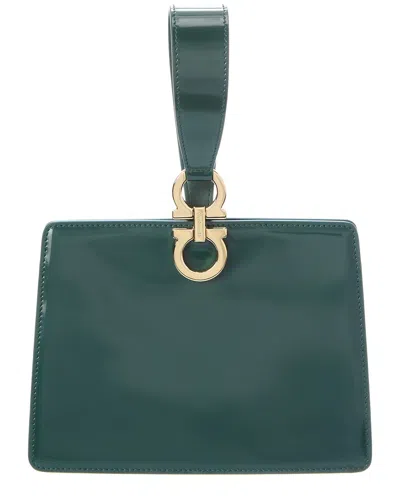 Ferragamo Gancini Mini Leather Clutch In Green