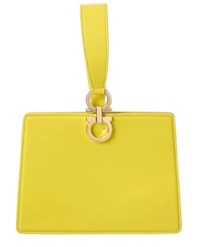 Ferragamo Gancini Mini Leather Clutch In Yellow