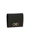 Ferragamo Gancini French Leather Wallet In Black