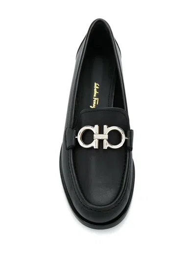 Ferragamo Gancini Mocassin Loafers In Black