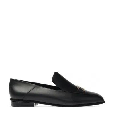 Ferragamo Gancini Moccasin Love Shoes In Black